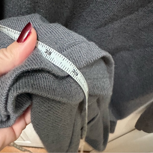 Ralph Lauren Gray V-Neck Sweater Dress merino wool cotton l large short - Picture 4 of 6